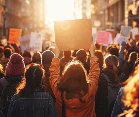 Ciudadanos protestando pacíficamente por equidad en el acceso a la justicia.