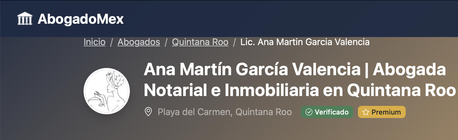 Perfil de abogado en AbogadoMex mostrando biografía, especialidades y reseñas.